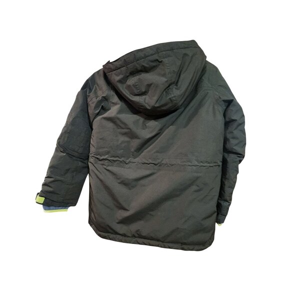 Lands End Kids Fleece-Lined Winter Jacket With Hood Size 10-12 Green & White - Picture 2 of 3